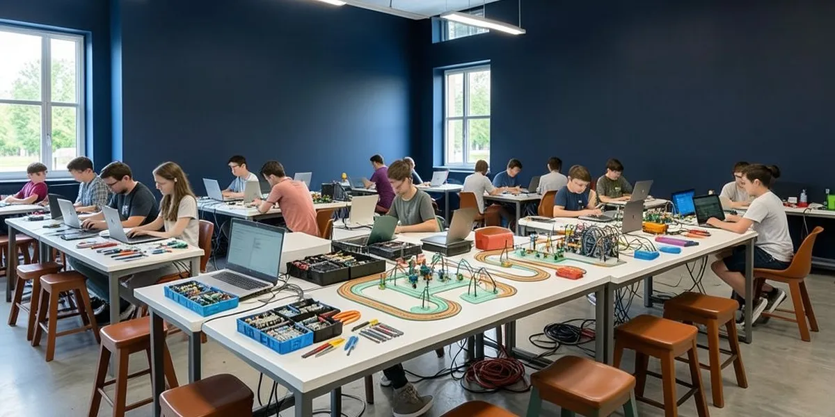 Robotics lab set up for this week's camp sessions